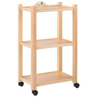 Trolley table of three heights in natural wood (98 x 40 x 59 cm)